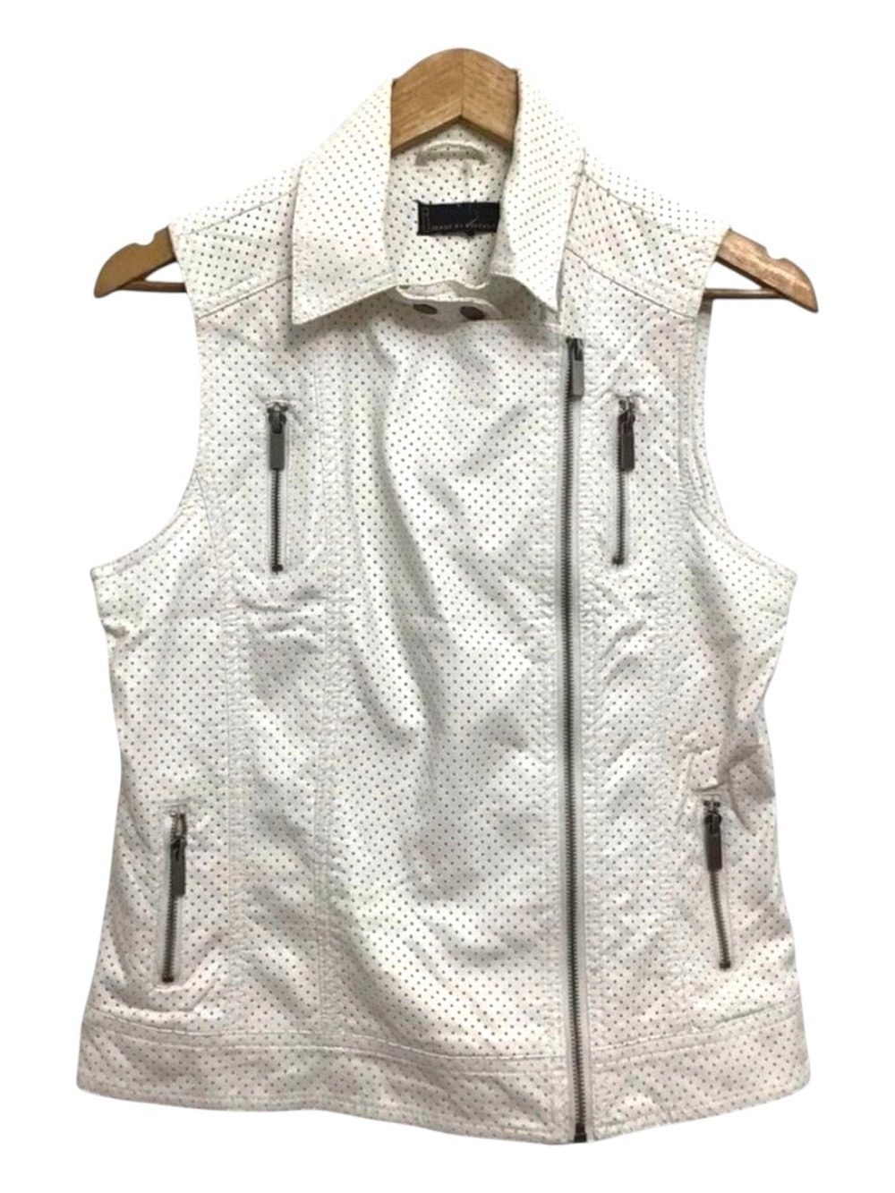 Buffalo sleeveless biker white jacket motorcycle style ecru off white vest mediu